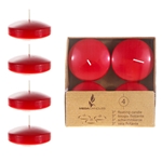 4 pcs 3" Unscented Floating Disc Candle - Red