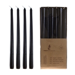 Mega Candles - 12 pcs 10" Unscented Taper Candle in Brown Box - Black