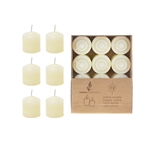 12 pcs 8 Hours Unscented Votive Candle in Brown Box - Ivory
