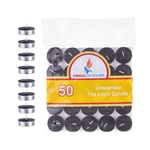 50 pcs Unscented Tea Light Candle in Bag - Black