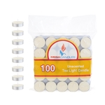 Mega Candles - 100 pcs Unscented Tea Light Candle in Bag - Ivory