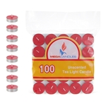 Mega Candles -100 pcs Unscented Tea Light Candle in Bag - Red