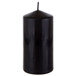 Mega Candles - 3" x 6" Unscented Domed Top Press Pillar Candle in Shrink Wrap - Black