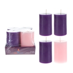 4 pcs 2" x 3" Unscented Advent Pillar Candle - Asst