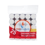 25 pcs Unscented Jumbo Tea Light Candle in Bag - White