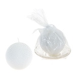 Pearl Round Candle on Glass Plate in Gift Box - White