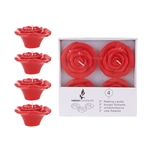 4 pcs 3" Unscented Floating Flower Candle in White Box - Red