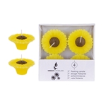 4 pcs 3" Unscented Floating Sun Flower Candle in White Box - Yellow