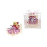 Mega Candles - Teddy Bear in Bed Candle in Clear Box - Pink