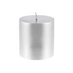 3" x 3" Unscented Round Pillar Candle - Silver