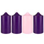 Mega Candles - 4 pcs 3" x 6" Unscented Advent Bell Top Pillar Candle - Asst