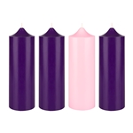 4 pcs 3” x 9” Unscented Advent Bell Top Pillar Candle - Asst