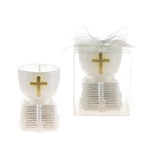 Mega Candles - Religious Chalice with Bible Candle in Clear Box - White