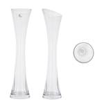 Mega Vases - 3.5" x 16" Slanted Bud Glass Vase - Clear