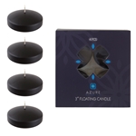 4 pcs 3" Unscented Glazed Floating Disc Candle - Black