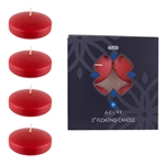 4 pcs 3" Unscented Glazed Floating Disc Candle - Red