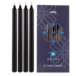Azure Candles - 12 pcs 12" Unscented Glazed Straight Taper Candle - Black