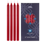 12 pcs 12" Unscented Glazed Straight Taper Candle - Red