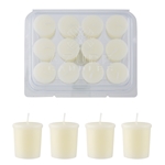 12 pcs 15 Hours Unscented Glazed Votive Candle in PVC Tray - Ivory