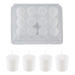 Azure Candles - 12 pcs 10 Hours Unscented Glazed Votive Candle in PVC Tray - White