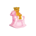 7" Teddy Bear Riding on Toy Rocking Horse Candle - Pink