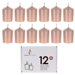 Mega Candles - 12 pcs 15 Hours Unscented Votive Candle in White Box - Rose Gold