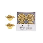 4 pcs 2" Unscented Floating Flower Candle in White Box - Gold