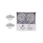 4 pcs 2" Unscented Floating Flower Candle in White Box - Silver
