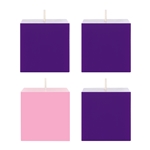 Mega Candles - 4 pcs 3" x 3" Unscented Advent Square Pillar Candle - Assorted