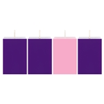 Mega Candles - 4 pcs 2" x 3" Unscented Advent Square Pillar Candle - Assorted