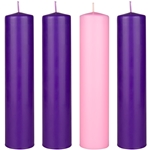 Mega Candles - 4 pcs 2” x 9” Unscented Advent Dome Top Pillar Candle - Assorted