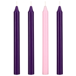 4 pcs 8" Unscented Advent Straight Taper Candle - Assorted