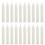 Mega Candles - 20 pcs 4 Inch Unscented Exquisite Mini Taper Chime Spell Candles - Metallic White