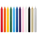 Mega Candles - 12 pcs 10 Inch Unscented Exquisite Straight Taper Chime Spell Candles - Assorted