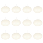 Mega Candles - 12 pcs 1.5" Unscented Floating Disc Candle in White Box - Off White