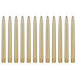 Mega Candles - 12 pcs 10" Unscented Self Fitting Taper Candle in White Box - Gold