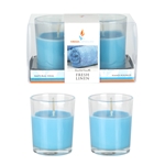Mega Candles - 2 pcs Scented Poured Votive Glass Container Candle in Box - Fresh Linen