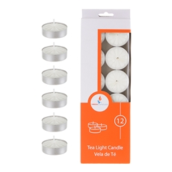 Mega Candles - 12 pcs Unscented Tea Light Candle - White