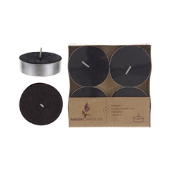 Mega Candles - 4 pcs Unscented Mega Tea Light Candle in Brown Box - Black