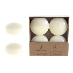 Mega Candles - 4 pcs 2" Unscented Floating Disc Candle - Ivory