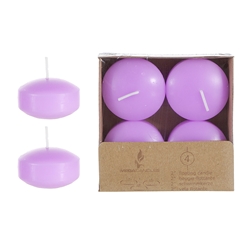 Mega Candles - 4 pcs 2" Unscented Floating Disc Candle - Lavender