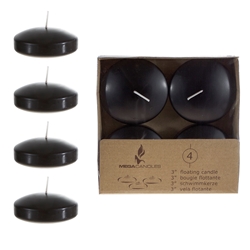 Mega Candles - 4 pcs 3" Unscented Floating Candles - Black