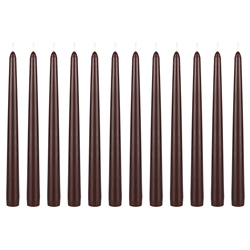 Mega Candles - 12 pcs 10" Unscented Taper Candle in Brown Box - Brown