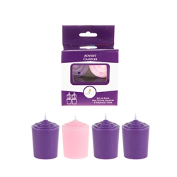 Mega Candles -4 pcs Hand Poured Unscented Advent Votive Candle - Asst