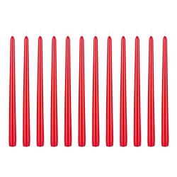 Mega Candles - 12 pcs 12" Unscented Taper Candle in Brown Box - Red