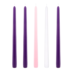 Mega Candles - 5 pcs 12" Unscented Advent Taper Candle - Asst