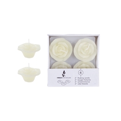 Mega Candles - 4 pcs 2" Unscented Floating Flower Candle in White Box - Ivory