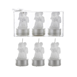 Mega Candles - 3 pcs Wedding Couple Tealight in Clear Box - White