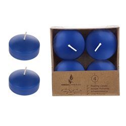 Mega Candles - 4 pcs 2" Unscented Floating Disc Candle - Dark Blue