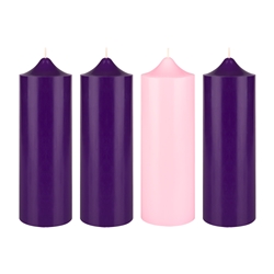 Mega Candles - 4 pcs 3" x 9" Unscented Advent Dome Top Pillar Candle - Asst